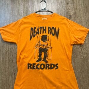 Vibrant Orange Short Sleeve Tee with Edgy Graphic Print